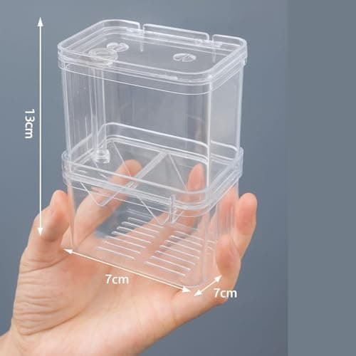 VAYINATO Aquarium (Large) Guppy Double Deck Breeding Box with Suction Cups – 13x10x7cm | Transparent Isolation & Breeding Tank for Fish, Fry & Betta | Sturdy, Safe & Easy to Use 4