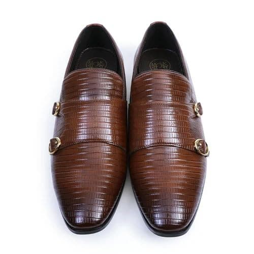 Monkstory Atelier 1970 Textured Double Monk Strap - Brown (UK Footwear Size System, Adult, Men, Numeric, Medium, 11) 4