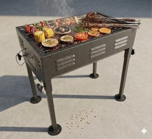 R RUNILEX Portable Folding Charcoal Barbecue Desk Tablestyle Outdoor Smoker Large BBQ Garden Terrace Camping Travel (50.3X 30.9x47.3cm) Hiking Picnics Backpacking (Grey) 4