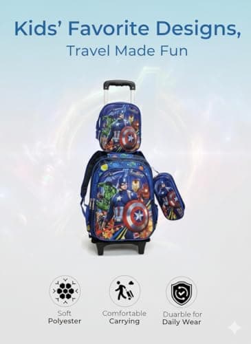@Venger Rolling Backpack for Girls, 17-Inch Wheeled School Bag with Pencil Case, Detachable Kids Trolley Roller Bookbag for Elementary, Travel & School, Durable Polyester Trolley Luggage for Kids 3