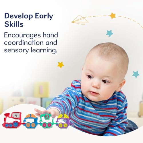 Chicco 123 Train | Rattle for 3 to 18 months|Easy-Grip Baby Toy with Soft Teething Paws & Rattling Sound| Soothes Gums & Stimulates Senses | Paint-free 4