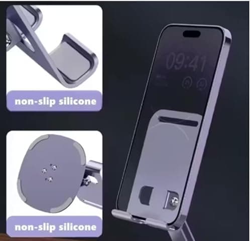 Full Metal Material Mobile Holders Phone Stand Desktop Phone Tablet PC Holder with Non-Slip Silicone 2