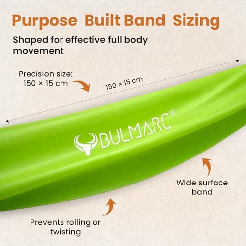Bulmarc Yoga & Pilates Resistance Band for Home Workout, Strength Training & Physiotherapy, Latex Free Exercise Thera Band for Men & Women (Green (Medium) 4