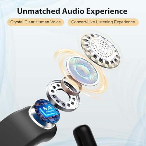 Open Ear Headphones, OWS Open-Ear Bluetooth Headset with Mic, Bluetooth 5.4, IPX7 Waterproof, Lightweight Sport Earhooks Wireless Earbuds for Sport, Gym, Cycling, Compatible with iPhone & Android 3
