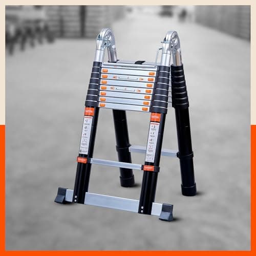 Bathla 18.5 ft A-Type Foldable Aluminium Telescopic Ladder with 18 Steps | Portable & Compact | 2-Year Warranty | Multi-Purpose Ladder for Home, Industrial & Outdoor Use 3