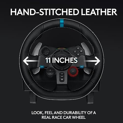 Logitech G29 Driving Force Racing Wheel and Floor Pedals, Real Force Feedback, Stainless Steel Paddle Shifters, Leather Steering Wheel Cover for PS5, PS4, PC, Mac - Black 5