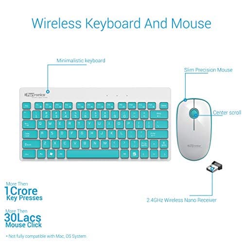 Portronics Key2-A Combo of Multimedia Wireless Keyboard & Mouse, Compact Light-Weight for PCs, Laptops and Smart TV, White 2