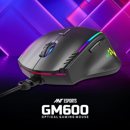 Ant Esports GM600 RGB Wired Gaming Mouse 7200 DPI Optical Sensor 6 Adjustable DPI Levels 7 Programmable Buttons HUANO 50M Click Switches 14 RGB Modes Ergonomic USB Mouse for PC Laptop Gaming & Office 2