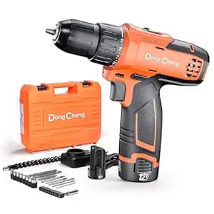 DongCheng 12V Cordless Drill Machine for Home Use, 35Nm Max Torque, 150W Copper Motor, 2Pcs 2000mAh Battery and Fast Charger, 2-Variable Speed (0-400/0-1500 RPM), 18+1 Torque Setting
