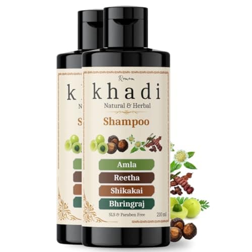 Khadi Natural Amla Reetha Shikakai Bhringraj Shampoo | Herbal Hair Strength & Scalp Nourishment | Khadi Natural Shampoo for Women & Men | Sulfate, SLS & Paraben Free 420 ml