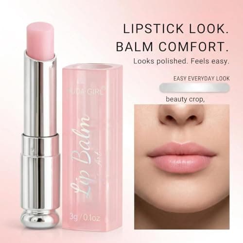 HUDA GIRL Tinted Lip Balm for Dry and Chapped Lips, Pink Glossy Stick, Moisturizing Lip Balm for Women and Girls, Dark Pigmented Care, 3g 4