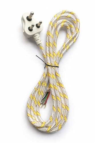 ALI SHIPPING Power Cord 2.5 Meter, Cotton Wrapped Copper Cable with 3 Pin Plug, Heavy Duty Replacement Wire for Steam Press, Home Appliance, Electric Power Cable