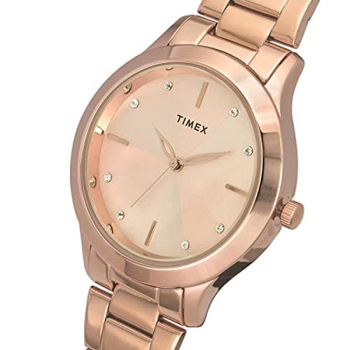 TIMEX Analog Watch for Women with Pink Round Dial & Rose Gold Stainless Steel Bracelet Band Water Resistant Women's Wrist Watches - TWEL98SMU07 3