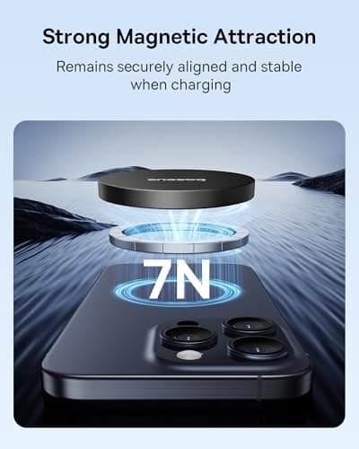 Baseus Simple Mini4 Air Magnetic Fast Wireless Charger 15W Qi2 Magsafe Compatible for iPhone 14 15 16 17 Models Cluster Black 4