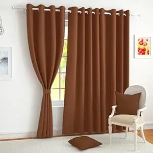 Story@Home 100% True Blackout Window Curtains 5 Feet Long Set of 1 | Plain Design | Room Darkening Curtain | Thermal Insulated Curtains for Living Room, Bedroom | (118 x 152 cm, Brown)