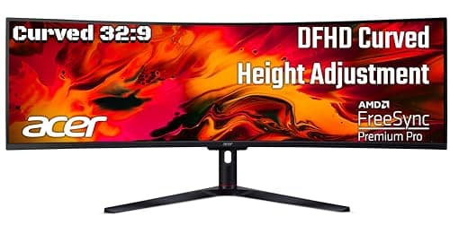 Acer EI491CR S 49 Inch LED 1800R Curved DFHD 3840 X 1080 Pixels VA Monitor I 32:9 Aspect Ratio I AMD Freesync Premium PRO I 144Hz I Vesa Certified Display HDR 400 I Dci-P3 I Support PIP/PBP I Speakers