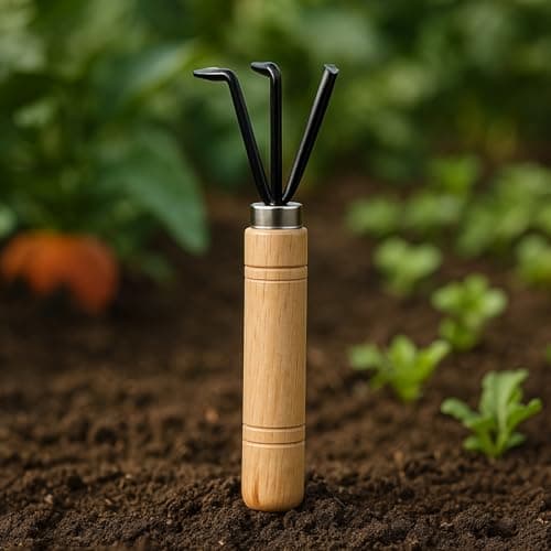 ecofynd Gardening Hand Tool (Cultivator with Wooden Handle), Home Garden Durable Plant Tool, Planting, Weeding, Pruning, Soil Maintenance, Farming Essential Kit (GT014)