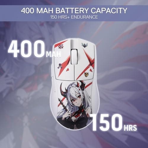 Redragon M916AK PRO 3-Mode Anime Gaming Mouse,Bluetooth,Wireless,USB-C 42G Ultra-Light 26K DPI w/Ergonomic Natural Grip Build,Full Programmable Buttons,Software Supports DIY Keybinds & DPI 5