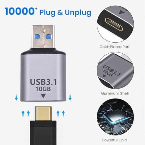 Tobo Type C to USB Adapter USB 3.1 Type C to USB Charger Converter Support 10Gbps Speedy Data Transfer & 20W Fast Charging Compatible with Phone 15, Book, Sa-ung Galaxy 4