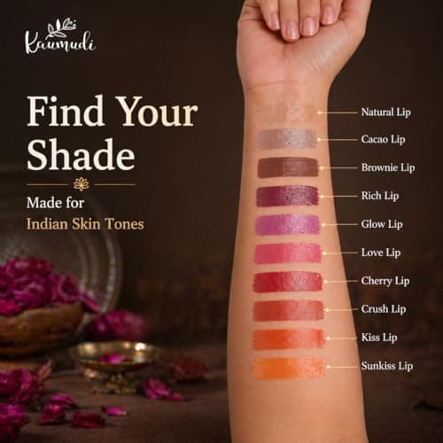 Kaumudi Handmade & 100% Natural 3in1 Lip Balm Combo (Lip Tint|Cheek Tint|Eye Shadow) made with Rose & Saffron Ess. oil | Best for Dry, Damaged & Chapped Lips | Hydrates & Moisturizes (Glow - Cherry -  3