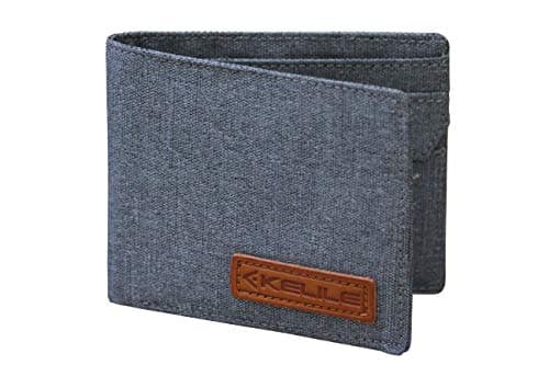 Kelile India Fabric Wallet for Men Light Blue Khadi Polyester Vegan Water-Resistance - No Leather