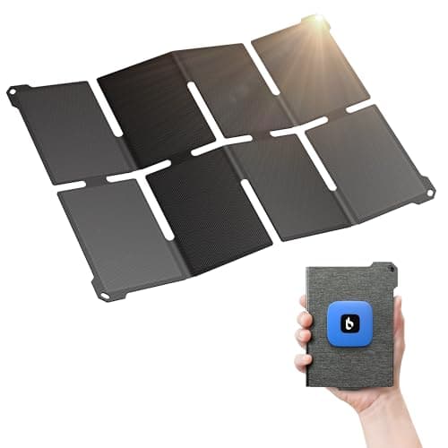 [Pocket-Size] BigBlue Lightweight 25W Solar Panel Charger, Portable Solar Charger with USB-A and USB-C, IP68 Waterproof Solar Panel for Backpacking Compatible with Cellphones, Tablets, Power Bank etc