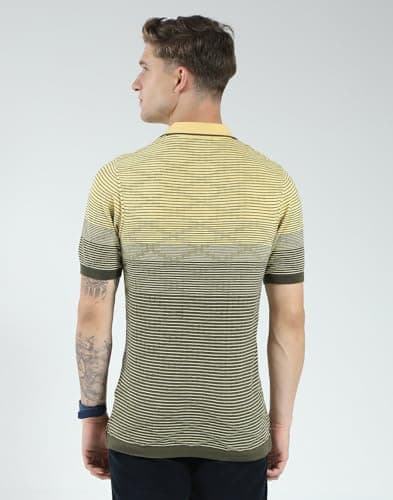 Monte Carlo Men's Regular Fit Self Designed Polo T-Shirt | Half Sleeve | Collared Neck | Casual Wear T Shirt for Men's Green L (Pack of 1) 4