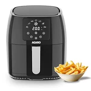 AGARO Sapphire Digital Air Fryer For Home, 4.5L, Electric Air Fryer Oven, 1400W, 7 Preset Programs, 360° Air Circulation, Convection Oven, Digital touch Display, Fry, Bake, Roast, Toast, Black.