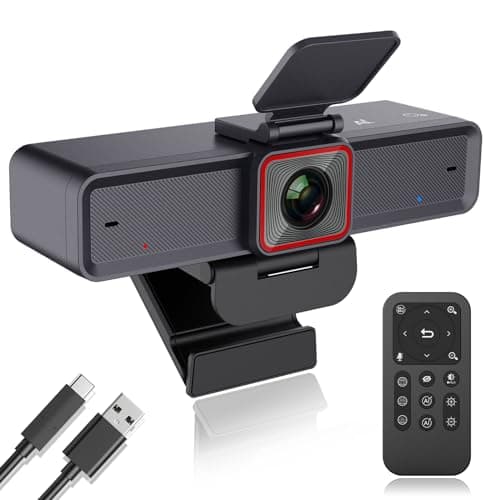 Angetube 4K Webcam for pc,AI Tracking,Remote Control 4K Web Camera/10X Digital Zoom 1080P 60fps Web cam with USB 3.0 HDR/Dual Noise Cancelling Microphones for Video Calls/Meetings/Streaming/Skype/Zoom