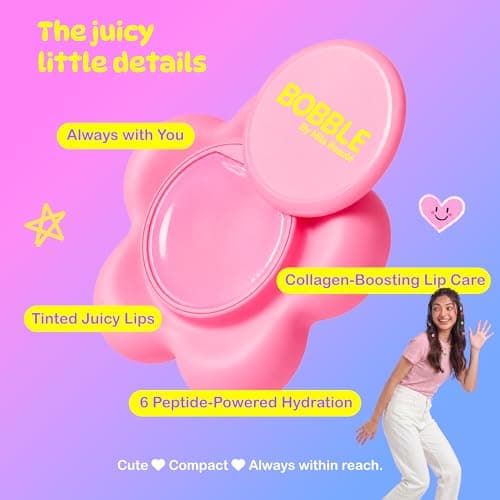 Mila Beauté Bobble Gloss Balm Phone Pod | Cushion Soft Lips with 6-Peptide Complex & Collagen | Natural Tinted Glossy Finish | Non-Sticky & Lightweight | Hydrating & Nourishing I For Dry & Chapped Lip 5