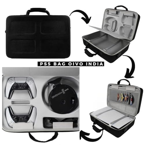 OIVO INDIA Hard Shell Water-Resistant PS5 Carrying Bag for PlayStation 5 Disc/Digital Version with Black Controller Case (Pack of 2) 4