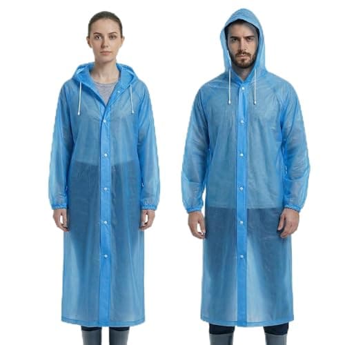 coku Waterproof Raincoat for Men & Women with Hood, lightweight long reusable rainwear, plastic rain jacket designed for travel, riding, outdoor use (Universal Size,1 Pc, Random Color)
