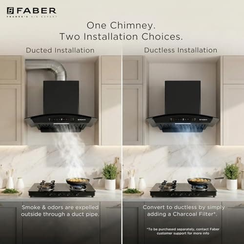 Faber Ignis 60cm 1500m³/hr Autoclean T-Shape Kitchen Chimney | Touch&Gesture Control | Filterless | BuiltIn Oil Collector | 12Yr Motor,2Yr Comprehensive Warranty by Faber|Hood IGNIS IN XL HCSC FL BK60 2