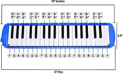 Technobuyers 37 Keys Melodica for Beginner,Tubes Mouthpiece Air Piano Keyboard Musical Instrument with Carrying Bag Light Blue) 4