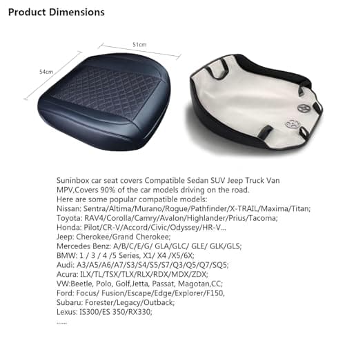 Suninbox Car Seat Covers,2 Pack Leather Bottom Car Seat Cover 4