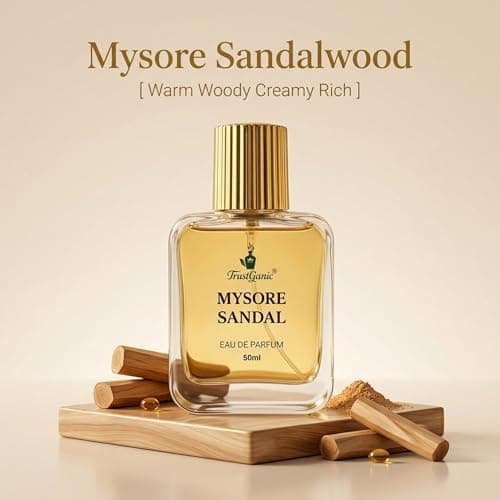 TrustGanic Mysore Sandal Perfume for Men & Women 50ml | 10+ Hours Long Lasting Sandalwood Eau de Parfum | Pure Chandan Fragrance with Woody & Earthy Scent | Natural Perfume | Gift Pack 2