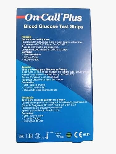 On Call Plus Blood Glucose Test Strips 200 Strips Ref : G133-119 Original Quality glucometer strip Oncallplus code 007 2