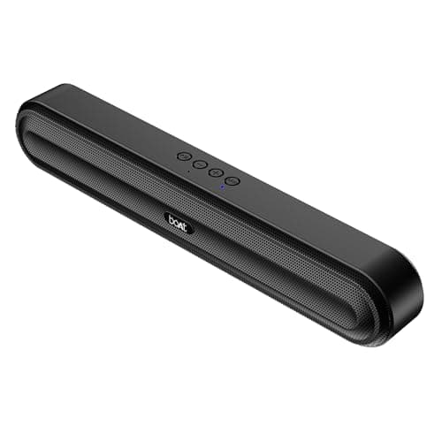 Boat Aavante Bar 490 10W Signature Sound, Dual Full-Range Drivers,7 HRS Battery, Built-in Mic,2.0 CH, TWS Feature,Multi Connect, Bluetooth Sound Bar, Soundbar Speaker (Classic Black)