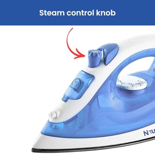 NeuOn Venza 1200W Steam Iron for Clothes – Non-Stick Soleplate, Lightweight, Glass Handle, Budget-Friendly 3