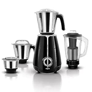 Wipro Elato FMG206 1000 Watt Mixer Grinder with 4 Jars,Heavy Duty 100% Copper Motor,Superfast Grinding,Stone Pounding Blade for Masala, 4 Jars Mixer Grinder 1000 Watt, 5 Years Motor Warranty, Black