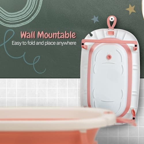 Baybee Jolly Kids Bath Tub for Baby 0 to 5 Years Foldable Baby Bathtub for Kids with Anti Skid Base & Drainer, Mini Swimming Pool for Kids, Newborn Baby Folding Bathing Tub for Girls & Boys (Pink) 5