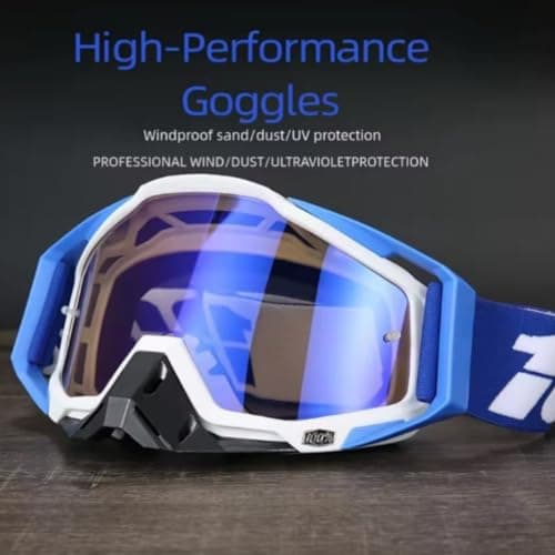 Motorcycle Goggles, Motocross Goggles, Dirt Bike ATV Glasses, UV Protection, Anti Fog, Racing Goggles for Men, Women, Youth (Blue) 3