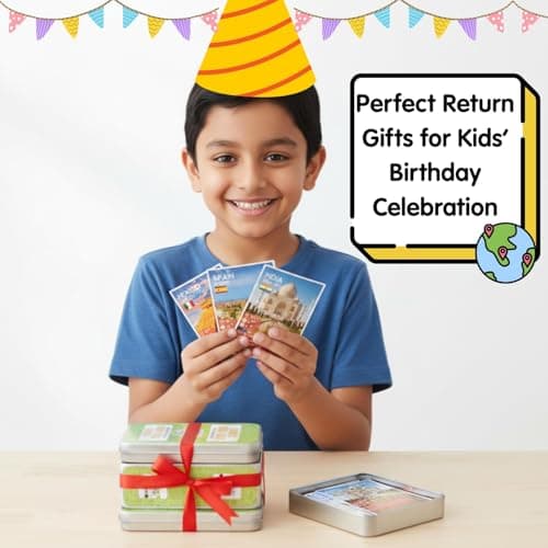 CocoMoco Kids Birthday Return Gifts for Kids Bulk Pack of 5 Pcs Country Trump Card Game Christmas Gift for Boys Girls Age 6-8 Yrs 8-12 Years, Learn Flags, Geography Map Educational Learning Toys 2