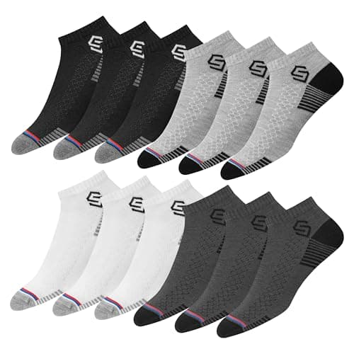 SWAGR 12 Pairs Sports Cotton Ankle Length Socks for Men, Pack of 12., Assorted 3
