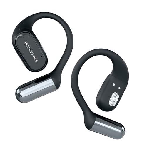 ZEBRONICS PODS O, Wireless Open-Ear Earbuds, OWS, 40 Hrs Backup, Neodymium Drivers, Ultra Comfort Fit, Quad MIC ENC, Rapid Charging, Bluetooth, Dual Pairing, Flash Connect, Low Latency Gaming (Black)