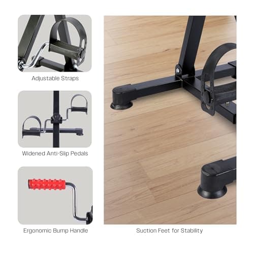 Sparnod Fitness SMB-275 Arm & Leg Mini Exercise Bike, Manual Pedal Rehabilitation Exerciser, Adjustable Resistance, Compact Design with Non-Slip Pedals, Steel Frame, 120kg Capacity 5