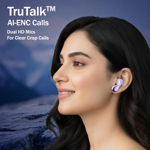 pTron Bassbuds Tango in-Ear TWS Ear Buds w/Custom EQ, 50hrs Playtime, Pristine Sound, Dual Mic, TruTalk ENC Calls, Mobile App, Wireless Bluetooth V6.0, Touch Controls, Type-C Charging, IPX5 (Lilac) 3