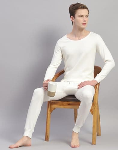Monte Carlo Mens Solid White Round Neck Full Sleeve Thermal Vest (6240M1WH-0-42) 5