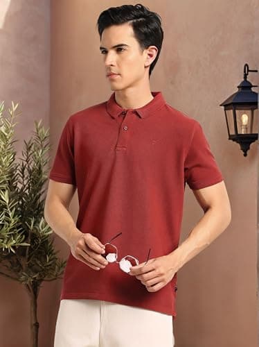 Thomas Scott Men’s Cotton Polo T-Shirt | Regular Fit | Short Sleeve | Solid Color | Button Closure | Casual & Smart Wear (TSMLPTOD1001_Red_3XL) 2