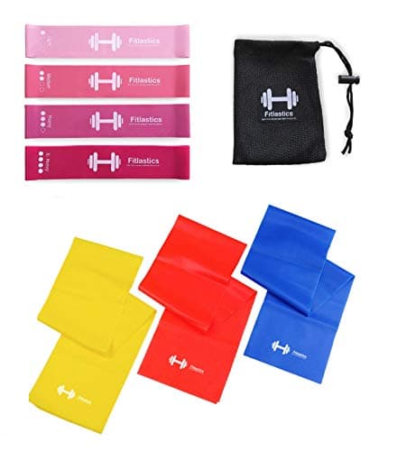 Fitlastics Natural Rubber Resistance Pink Loop, Stretch Bands Combo Set for Men and Women
